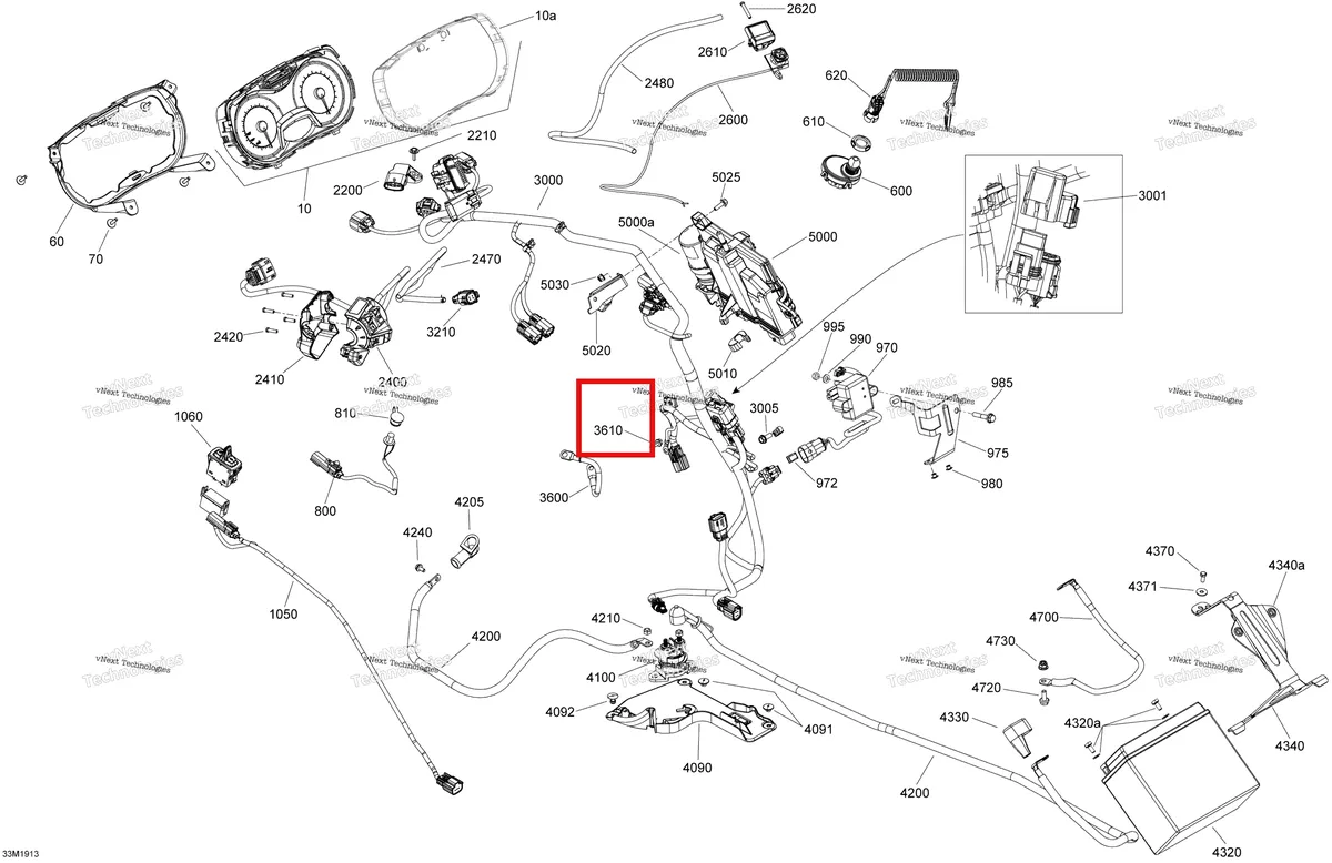 Деталь 515177860 на схеме узла 2019 Ski-Doo GRAND TOURING 600R E-TEC Electrical - 600R E-Tec