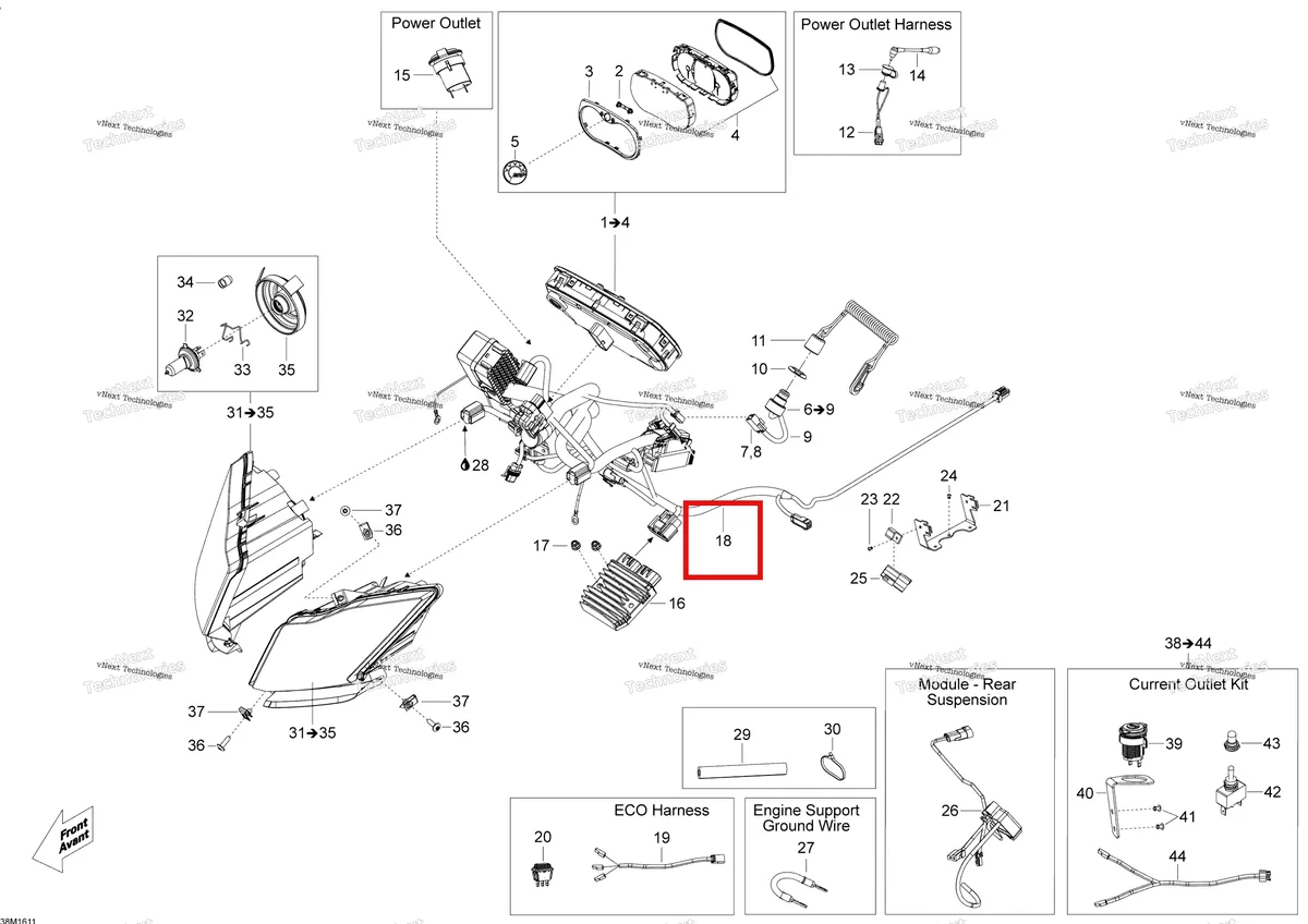 Деталь 515177937 (Деталь Main Harness. Model-1200 4-tec) на схеме узла 2016 Ski-Doo EXPEDITION - LE-SE 4-STROKE Electrical System
