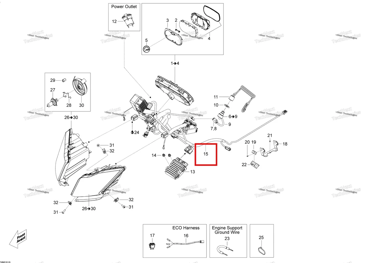 Деталь 515177940 (Деталь Main Harness. Includes 1 To Wms) на схеме узла 2016 Ski-Doo SKANDIC - 4-STROKE Electrical System