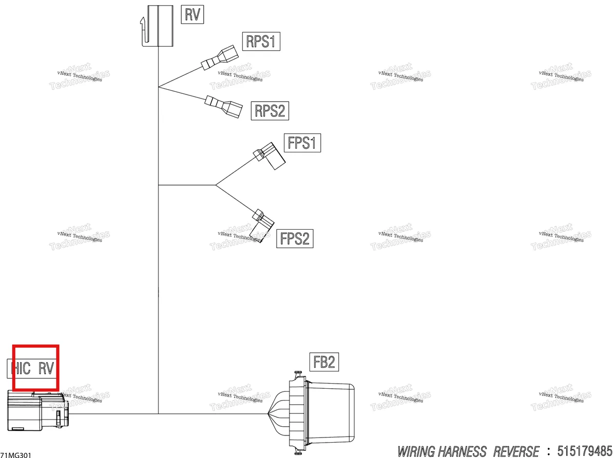 Деталь 515178014 на схеме узла 2027 Ski-Doo RENEGADE - X-RS - 900 ACE TURBO R - DAVR - Circuit Yellow - 15X137X1.25RS Track Electric - Reverse Wiring Harness - 515179485