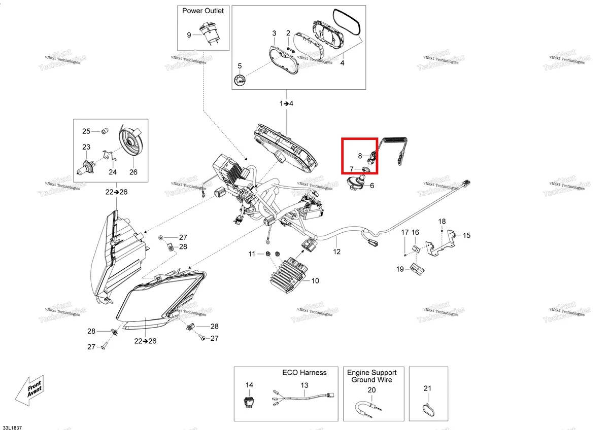 Деталь 515178038 на схеме узла 2018 Ski-Doo SKANDIC 600 ACE Electrical System
