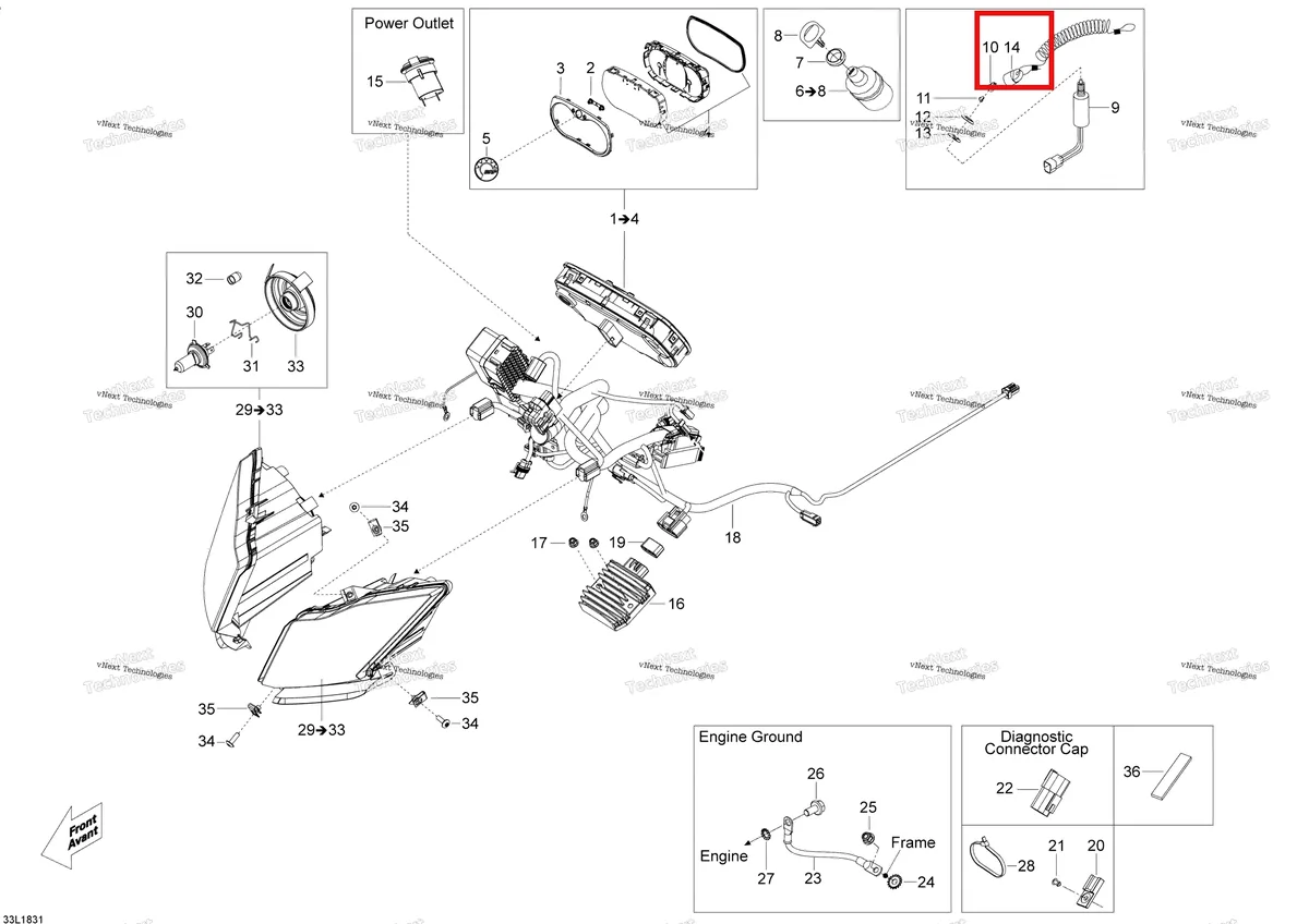 Деталь 515178145 (Деталь Cap Ass'y) на схеме узла 2018 Ski-Doo TUNDRA WT 550F Electrical System