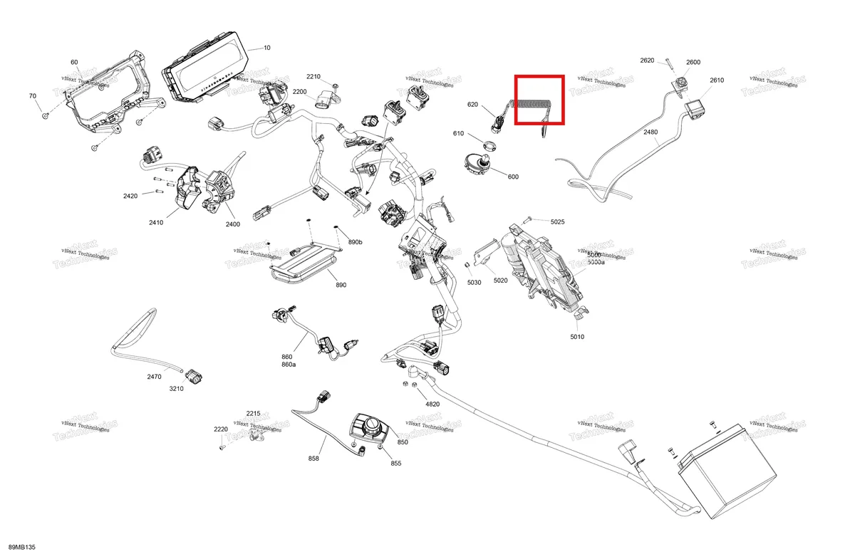 Деталь 515178228 на схеме узла 2022 Ski-Doo BACKCOUNTRY 146 850 E-TEC - XRS Electric - Upper Section - No Shot Starter