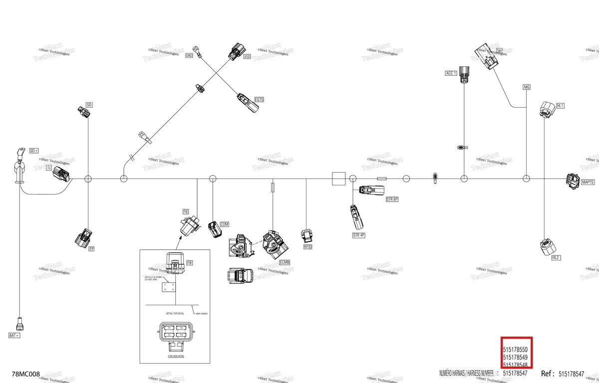 Деталь 515178550 на схеме узла 2023 Ski-Doo MXZ 600RS Electric - Main Harness - 515178550