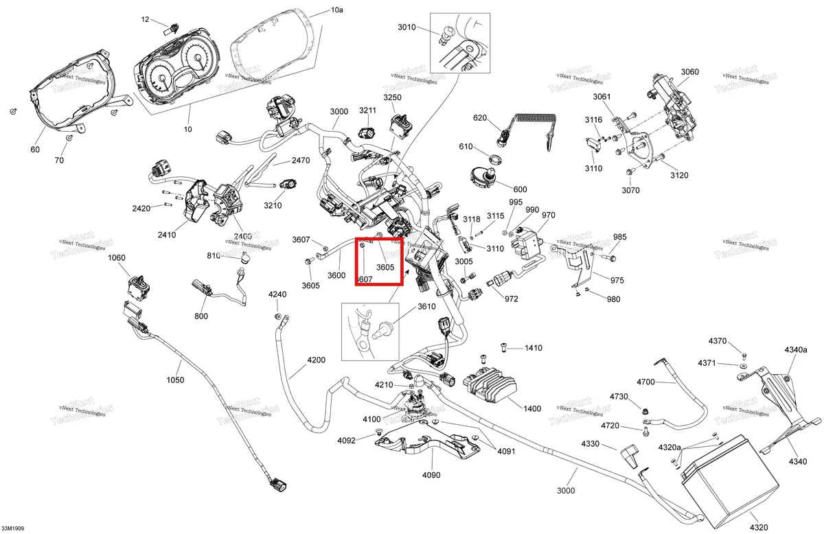Деталь 515178568 на схеме узла 2019 Ski-Doo GRAND TOURING 900 ACE Electrical - 900 Ace