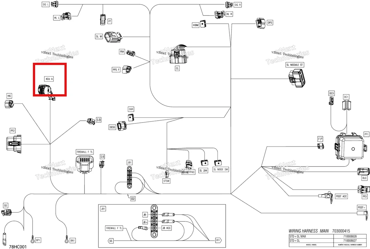 Деталь 515178602 (Крышка Can-Am Maverick Turbo RR XRC (2022) (515178602)) на схеме узла 2023 Can-Am Maverick Turbo - DS Electric - Main Harness - 710008827