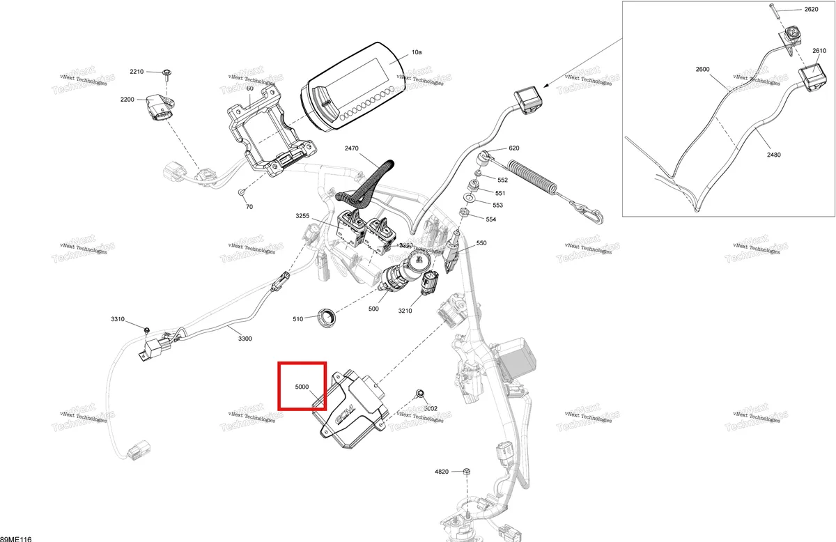 Деталь 515178637 на схеме узла 2025 Ski-Doo TUNDRA - 600 EFI - LE - GDSB - Deep Black - 154X16X1.5CH Track Electric - Upper Section