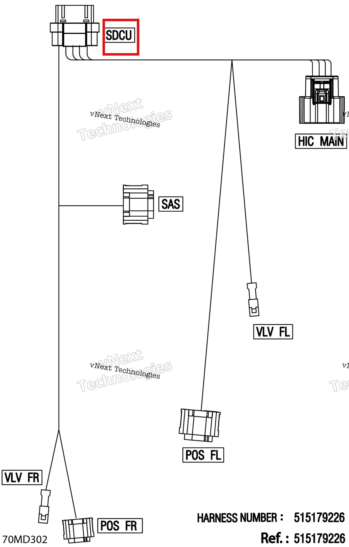Деталь 515178745 на схеме узла 2024 Ski-Doo MXZ 850 E-TEC - X-RS - MARA - Deep Black - 137X15X1.5IR Track Electric - Suspension Wiring Harness - 515179226