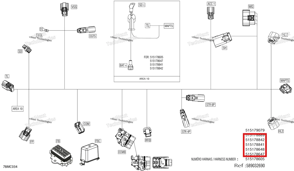 Деталь 515178841 на схеме узла Electric - Main Harness - 515178841