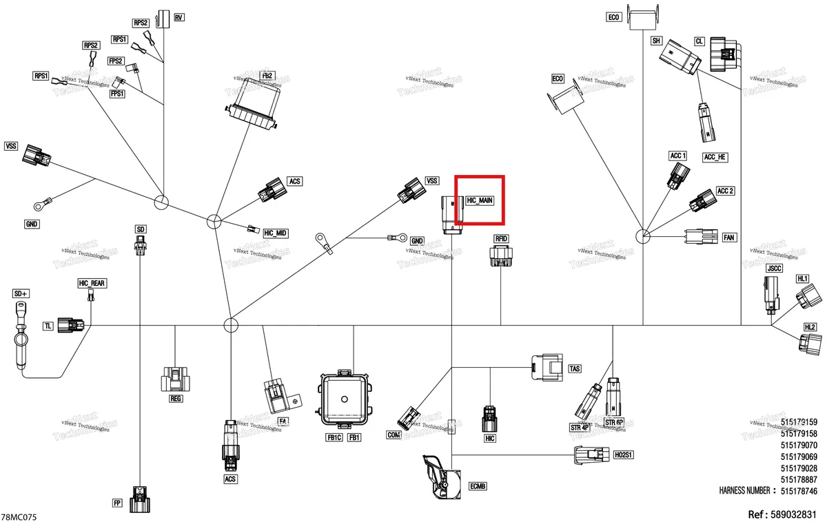Деталь 515179155 на схеме узла Electric - Main Harness - 515179028