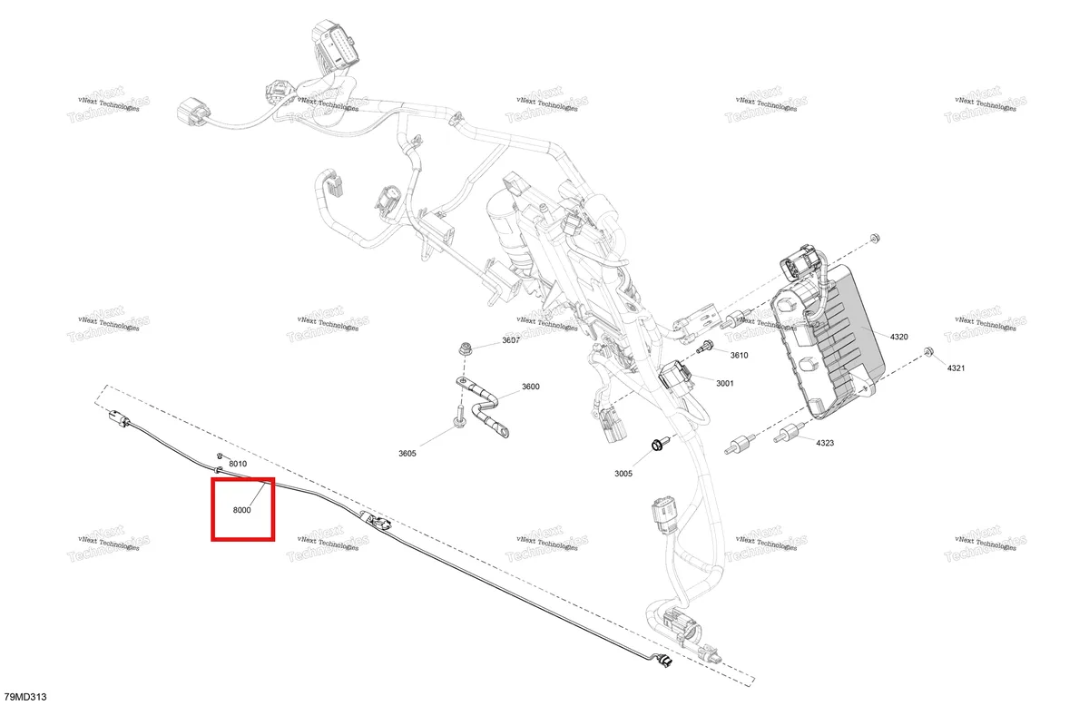 Схема применяемости: Задний фонарь жгут проводов включает 8000 to 8000 a Ski-Doo Summit 850 E-TEC Turbo R X (2024) (515179290)