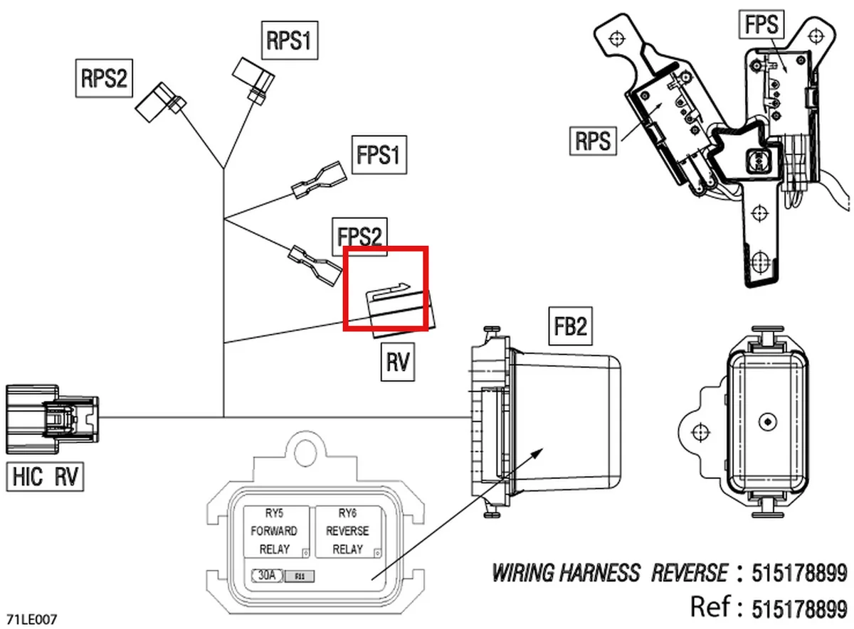 Деталь 515179485 на схеме узла 08- Electric - Reverse Wiring Harness - 515179485