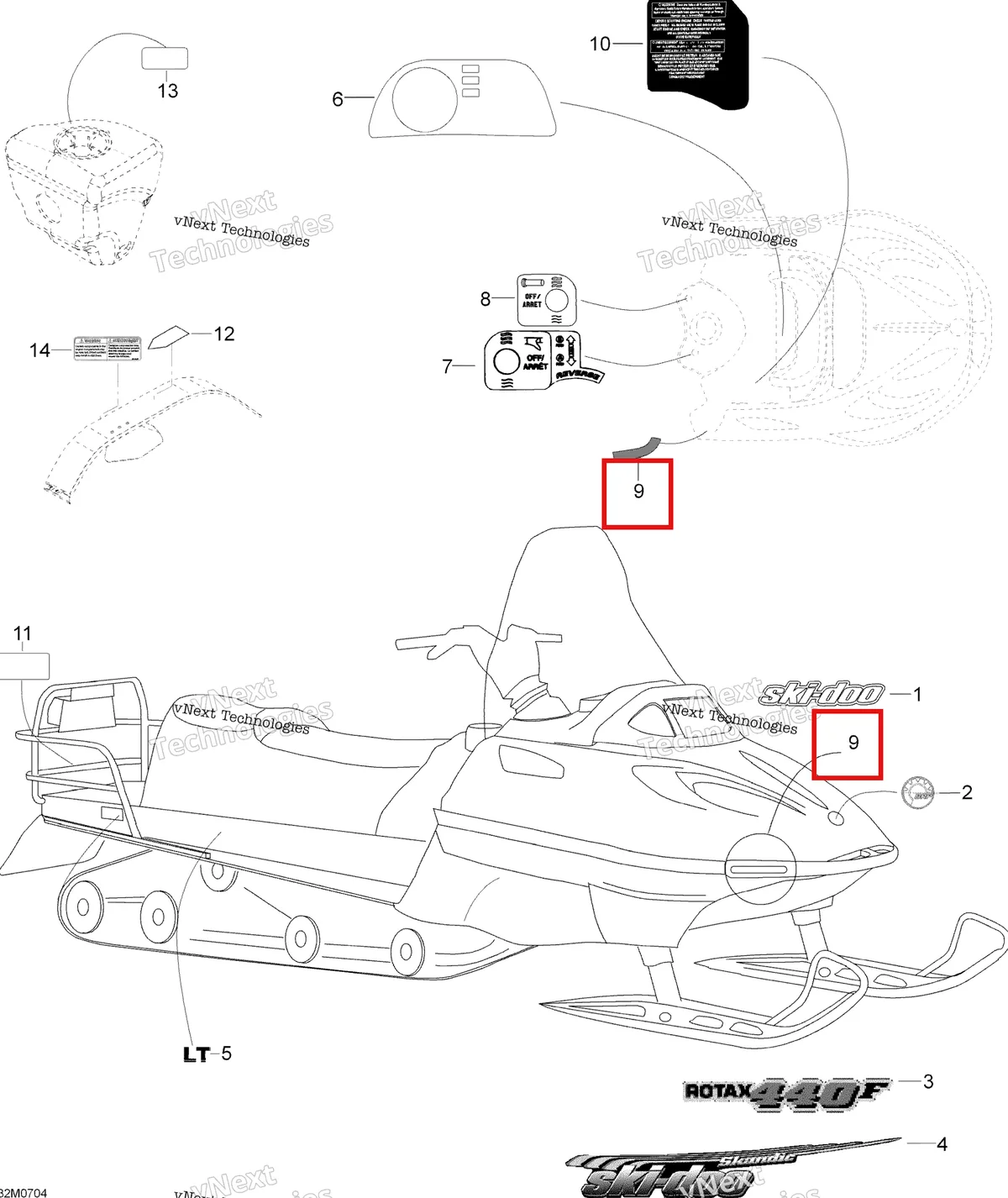 Деталь 516000236 на схеме узла 2007 Ski-Doo Skandic LT 440F Decals