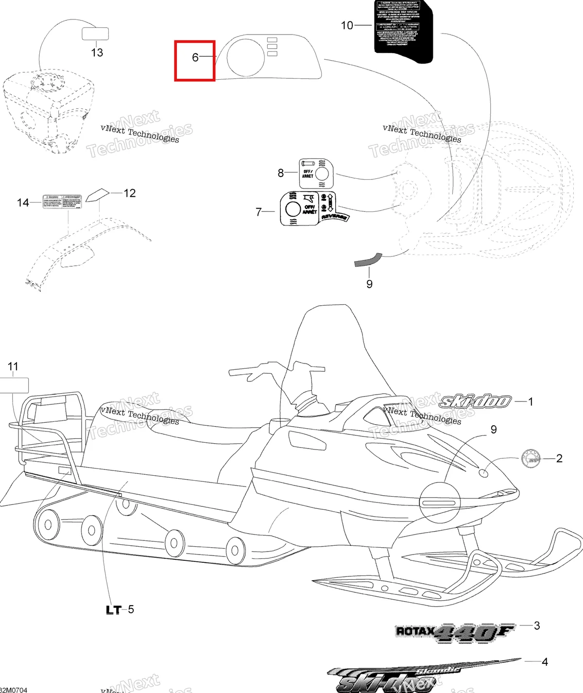 Деталь 516000913 на схеме узла 2007 Ski-Doo Skandic LT 440F Decals