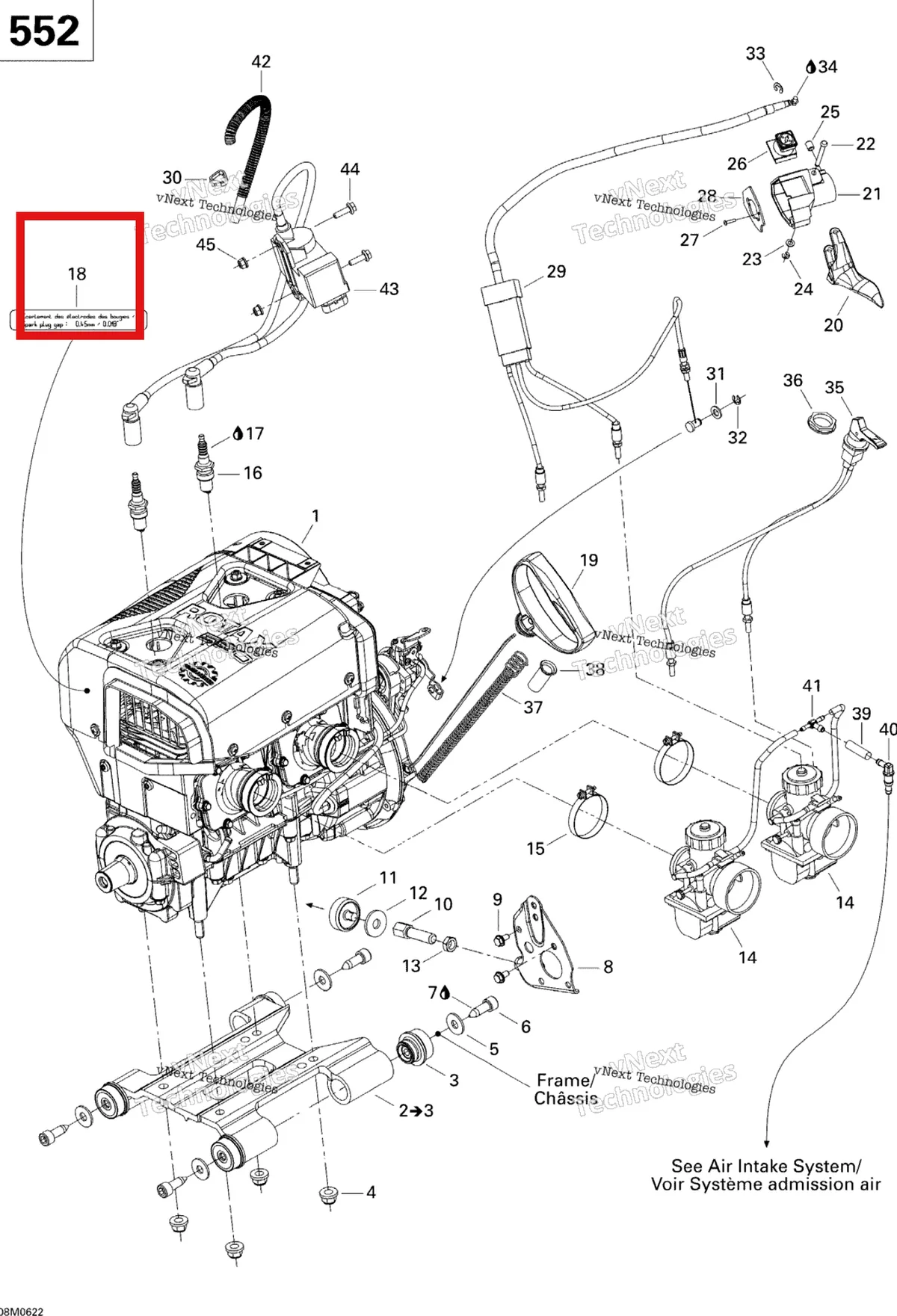 Деталь 516000986 (Деталь Spark Plug Decal) на схеме узла 2006 Ski-Doo Expedition 550F Engine And Engine Support