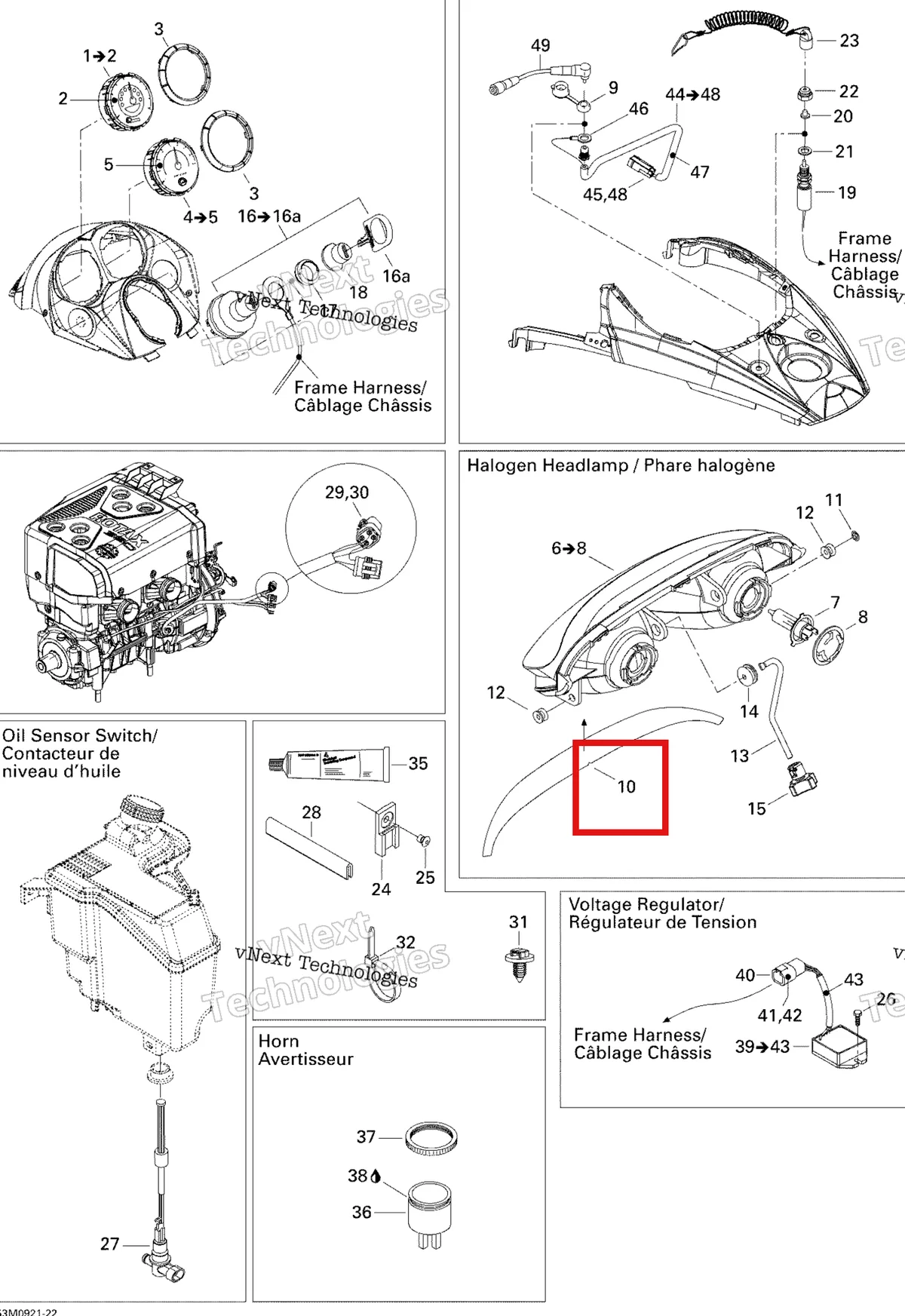 Деталь 516001328 на схеме узла 2009 Ski-Doo GSX Fan Electrical Accessories