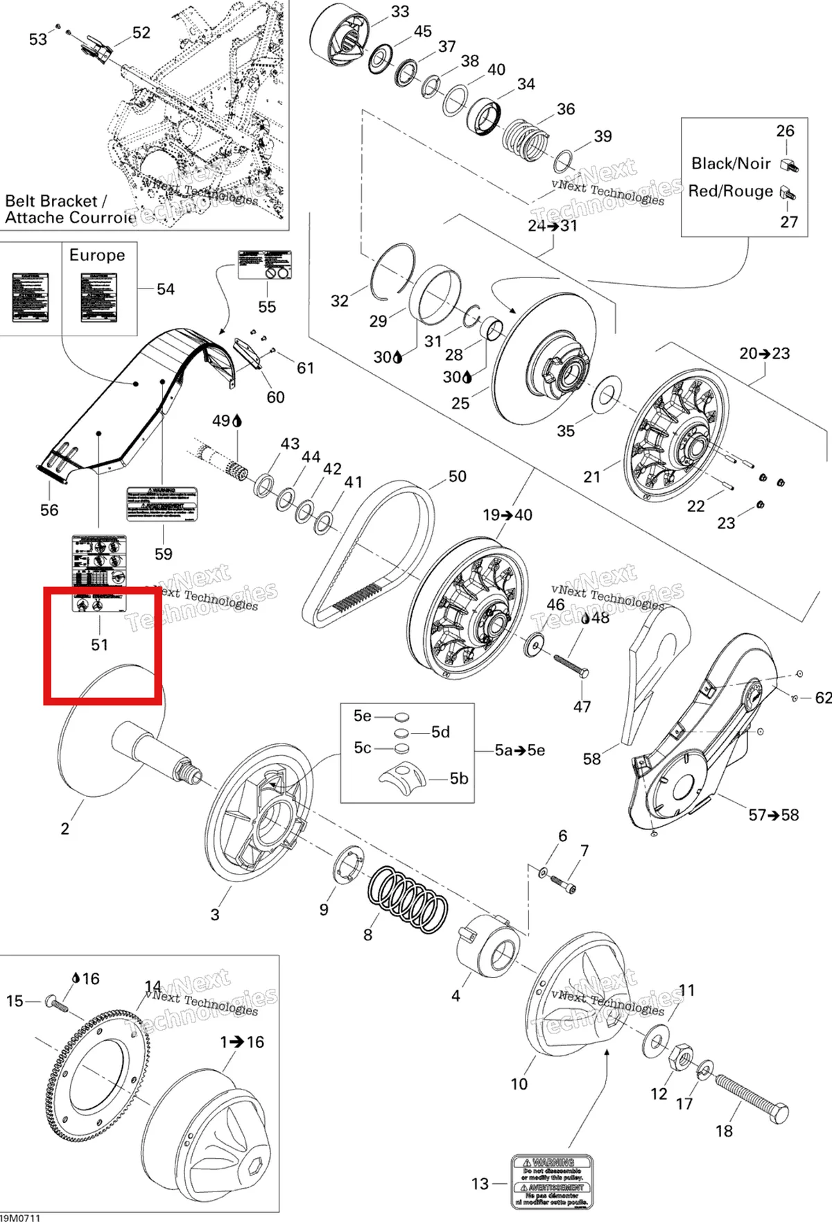 Деталь 516001639 на схеме узла 2007 Ski-Doo Summit 550F Pulley System