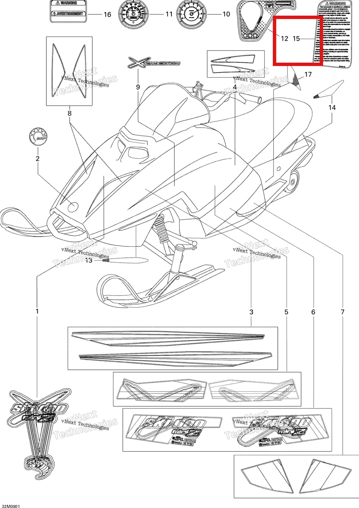 Деталь 516001666 на схеме узла 2008 Ski-Doo Mini Z Decals