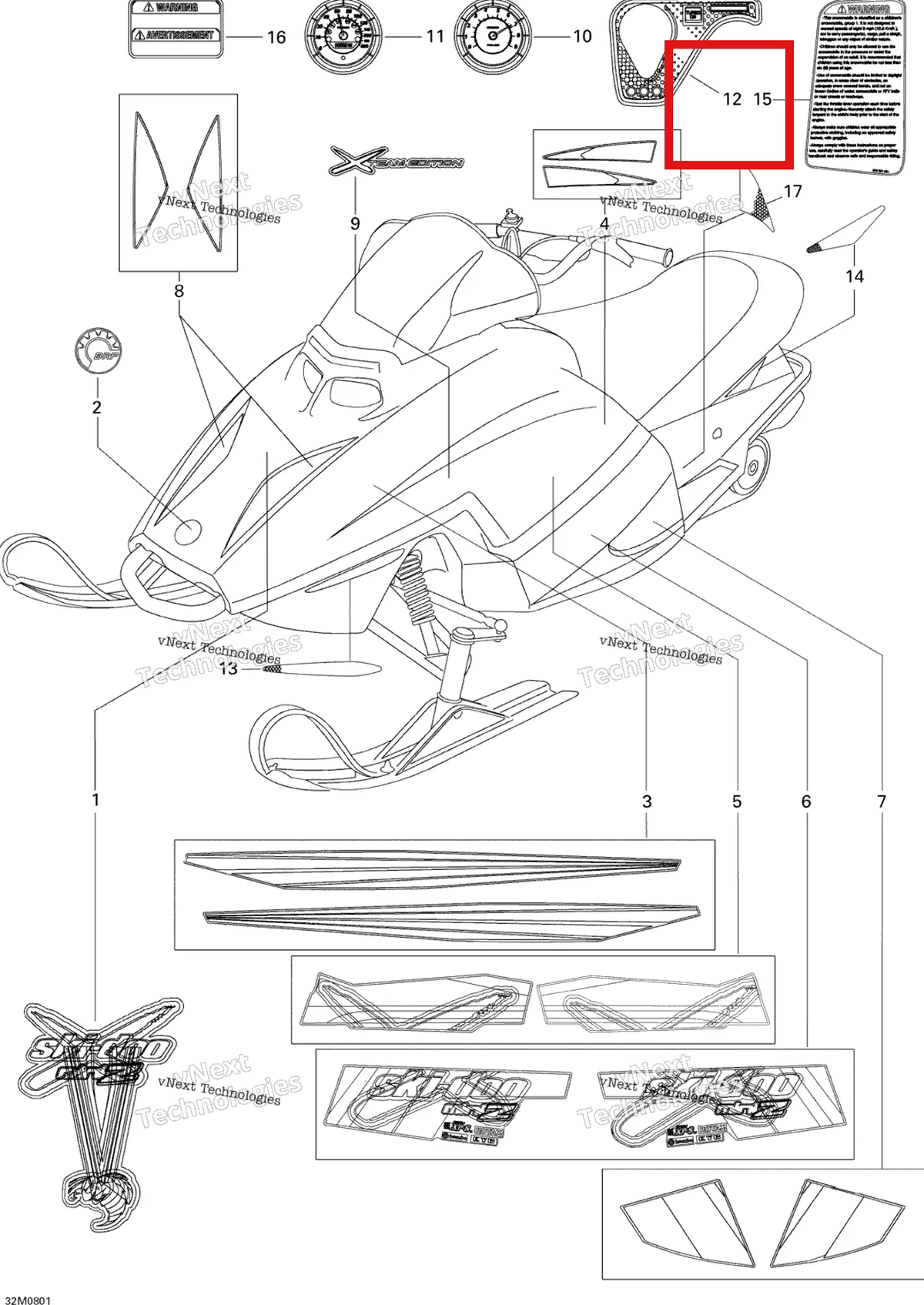 Деталь 516001671 на схеме узла 2008 Ski-Doo Mini Z Decals