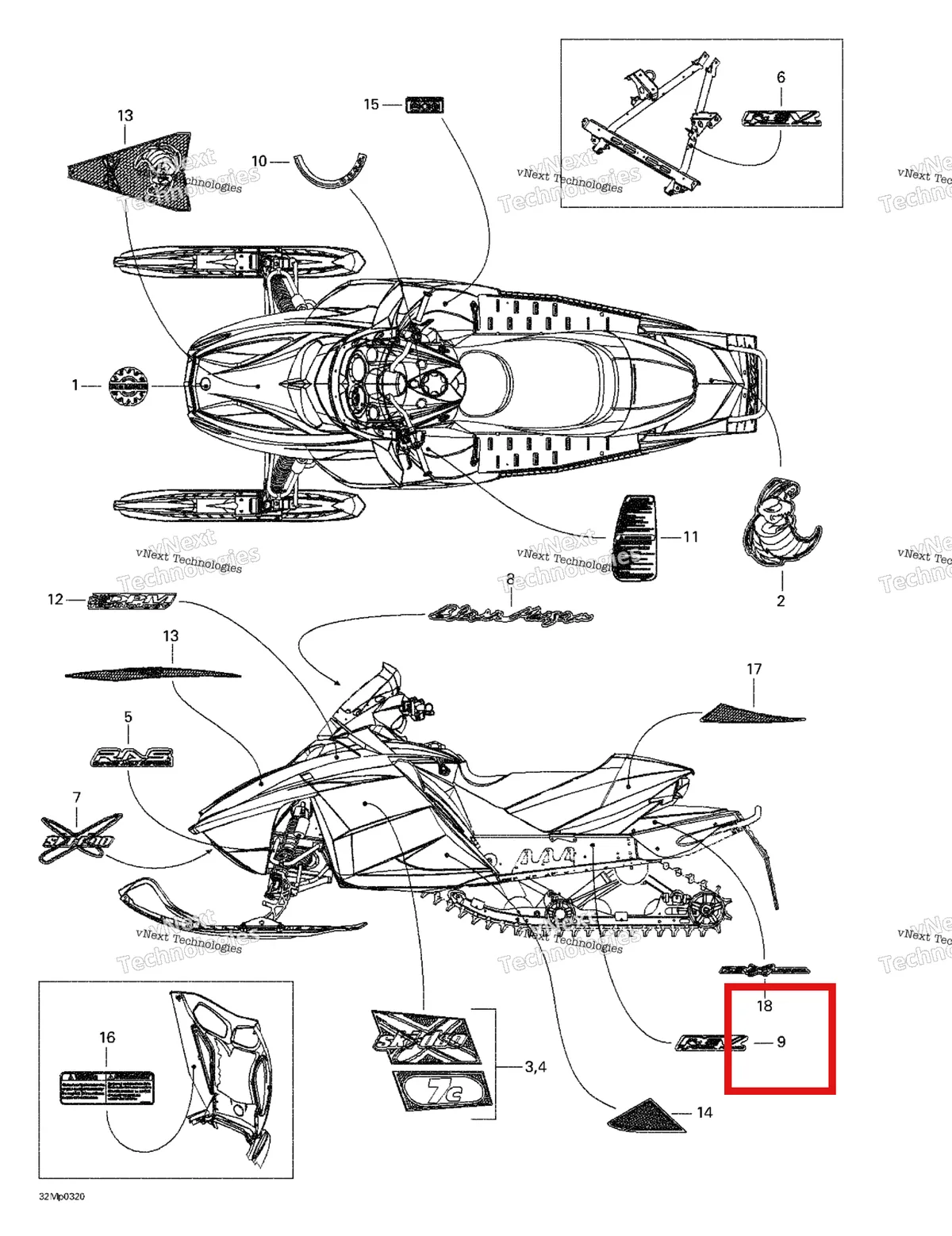 Деталь 516001724 на схеме узла 2003 Ski-Doo MX Z Blair Morgan Special Edition Decals