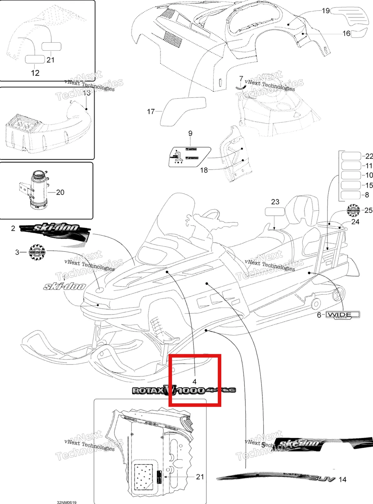 Деталь 516002286 на схеме узла 2006 Ski-Doo Expedition V-1000 Decals