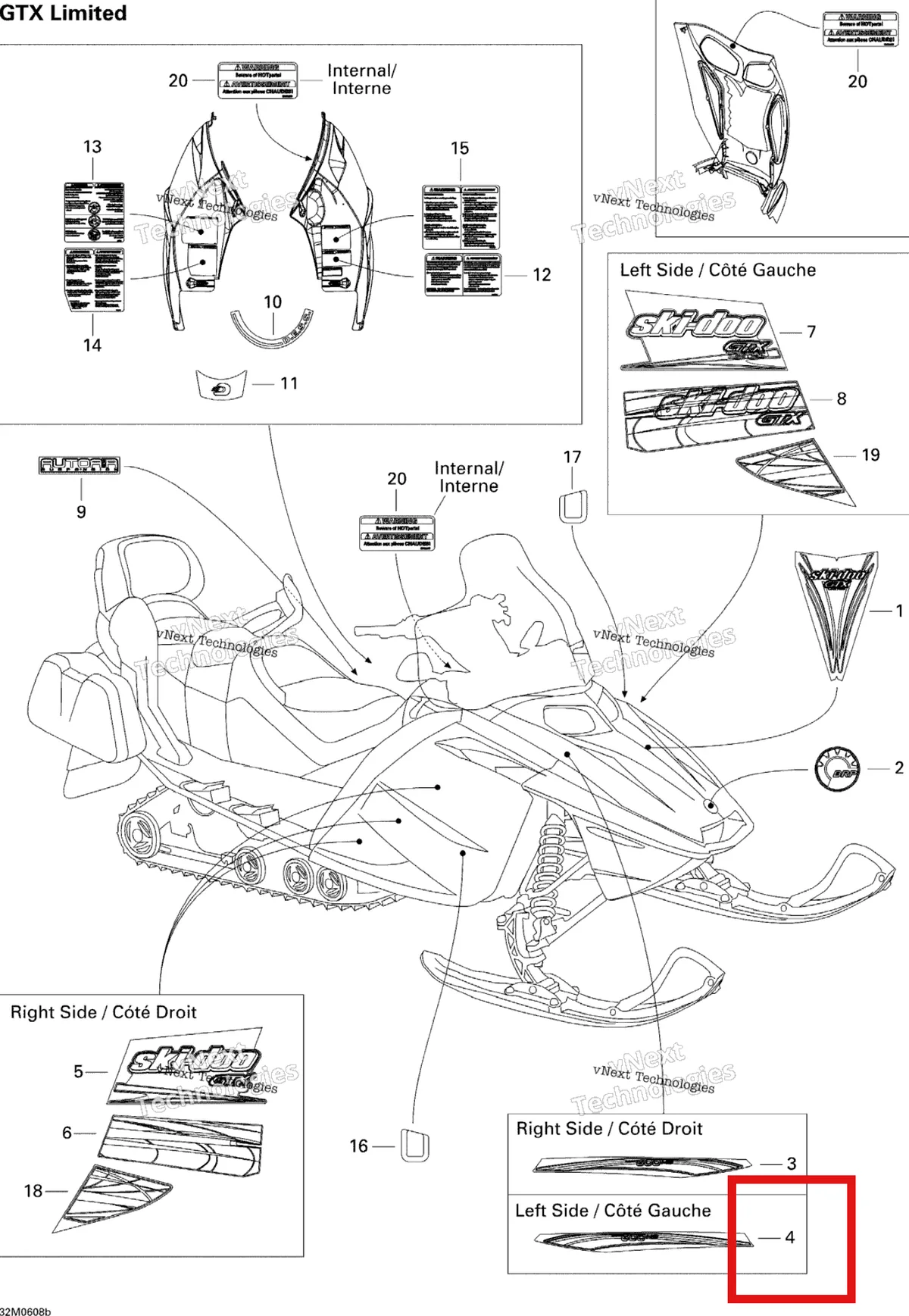 Деталь 516002365 на схеме узла 2006 Ski-Doo GTX 600 HO SDI Decals Ltd