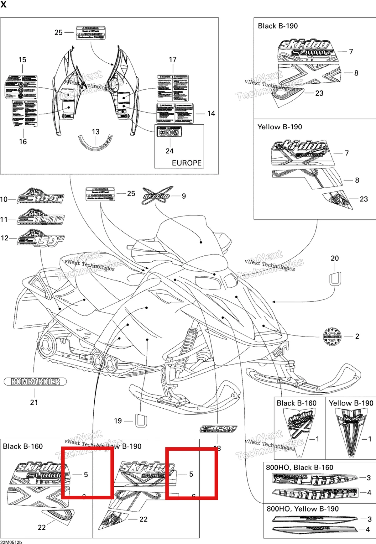 Деталь 516002430 на схеме узла 2005 Ski-Doo Summit 800 HO Decals X