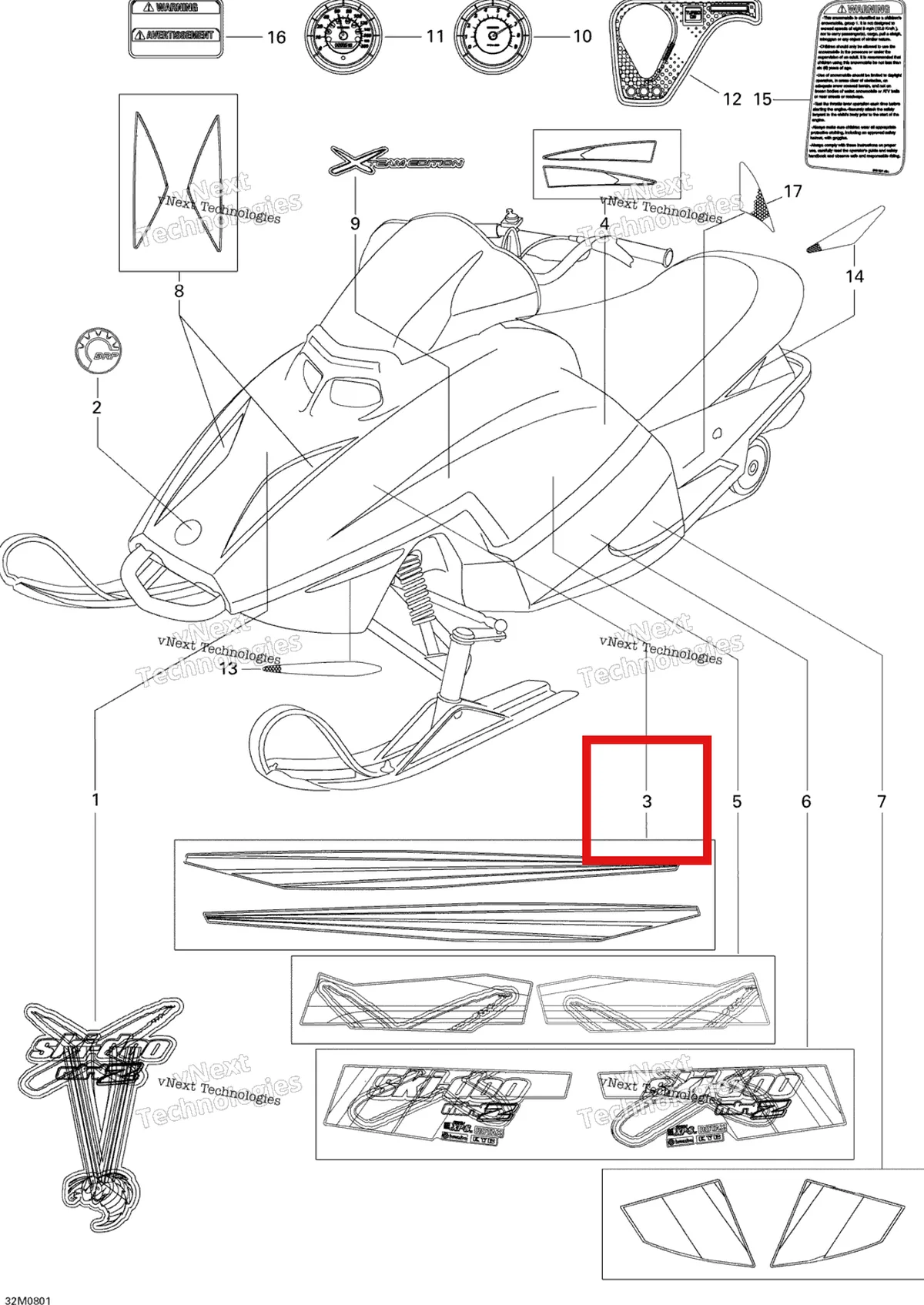 Деталь 516002509 на схеме узла 2008 Ski-Doo Mini Z Decals