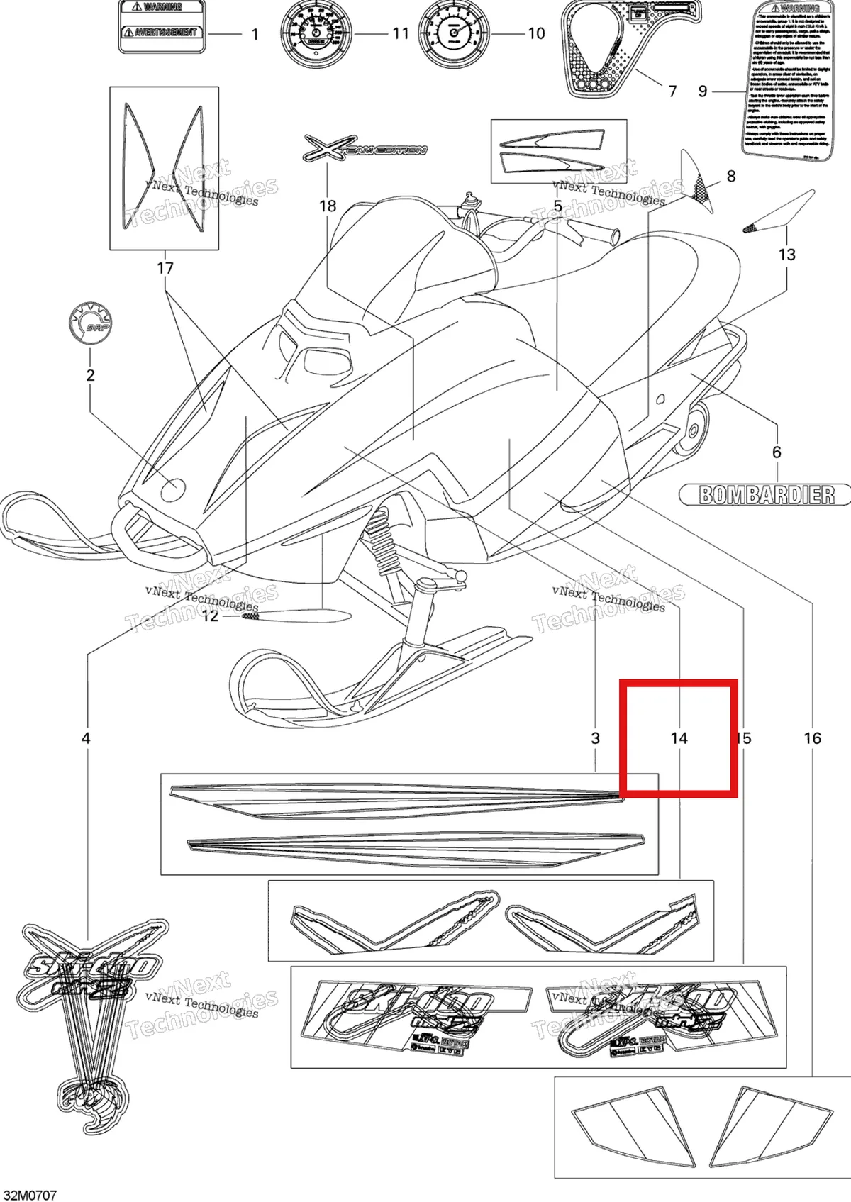 Деталь 516002510 на схеме узла 2007 Ski-Doo Mini Z Decals