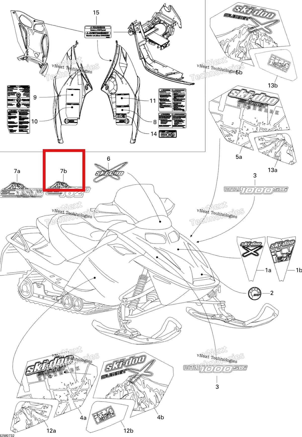 Деталь 516002620 на схеме узла 2007 Ski-Doo Summit Highmark & Highmark X 1000 SDI Decals