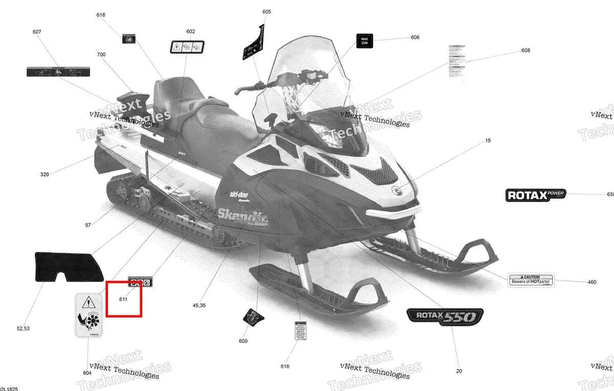 Деталь 516002703 (Наклейка) на схеме узла 2018 Ski-Doo SKANDIC 550F Decals Scandic - Swt - 550F