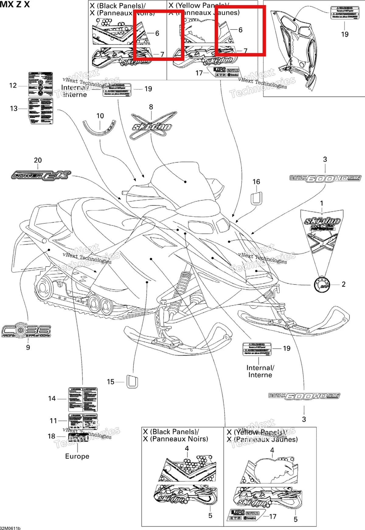 Деталь 516002785 на схеме узла 2006 Ski-Doo MX Z 600 HO SDI Adrenaline & X Decals X