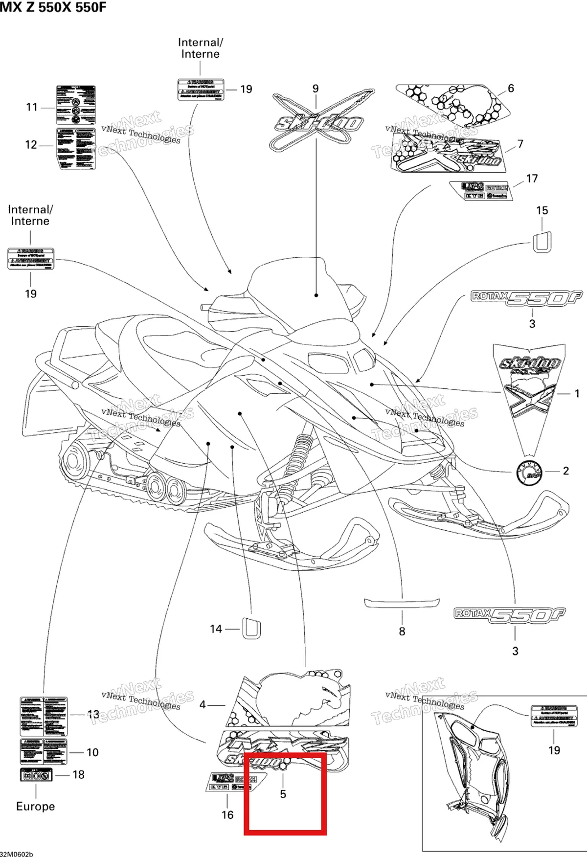 Деталь 516002790 на схеме узла 2006 Ski-Doo MX Z 550X Decals 550X