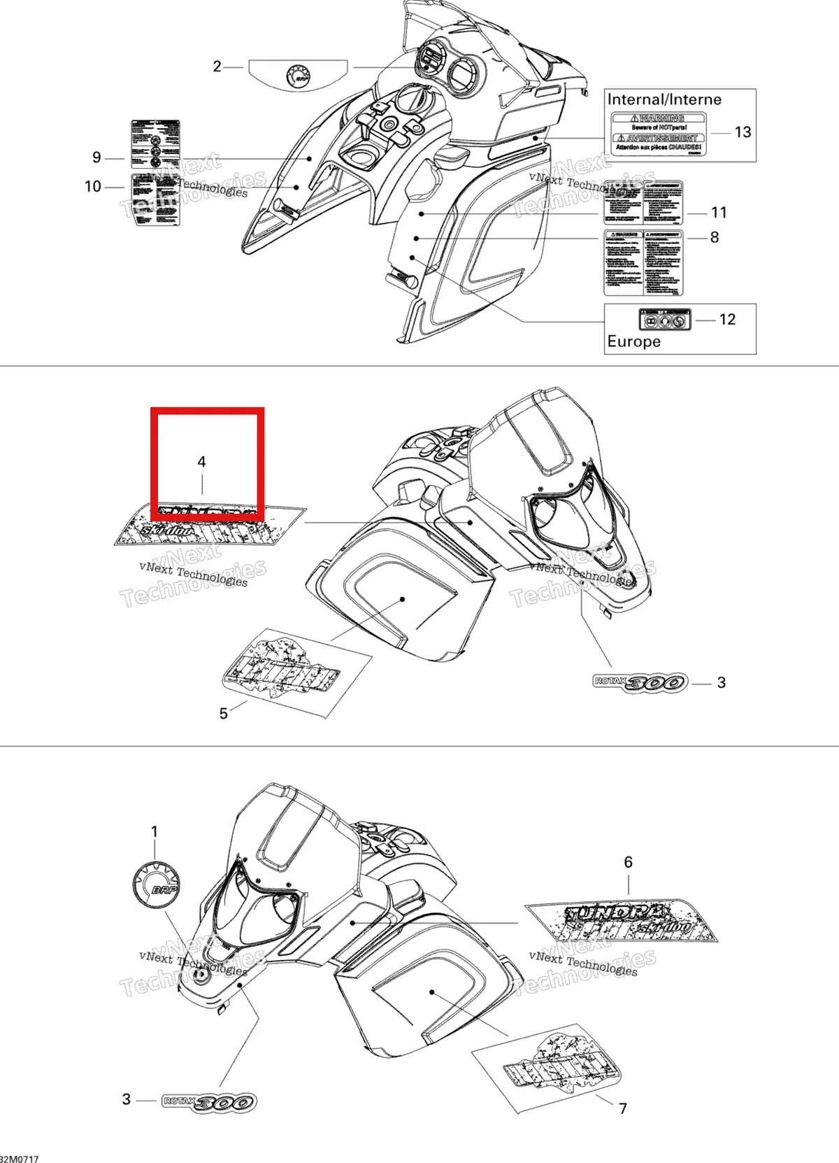 Деталь 516002903 на схеме узла 2007 Ski-Doo Skandic Tundra 300F Decals
