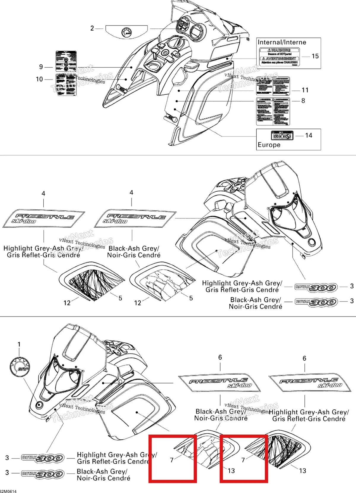 Деталь 516002922 на схеме узла 2006 Ski-Doo Freestyle 300F Decals