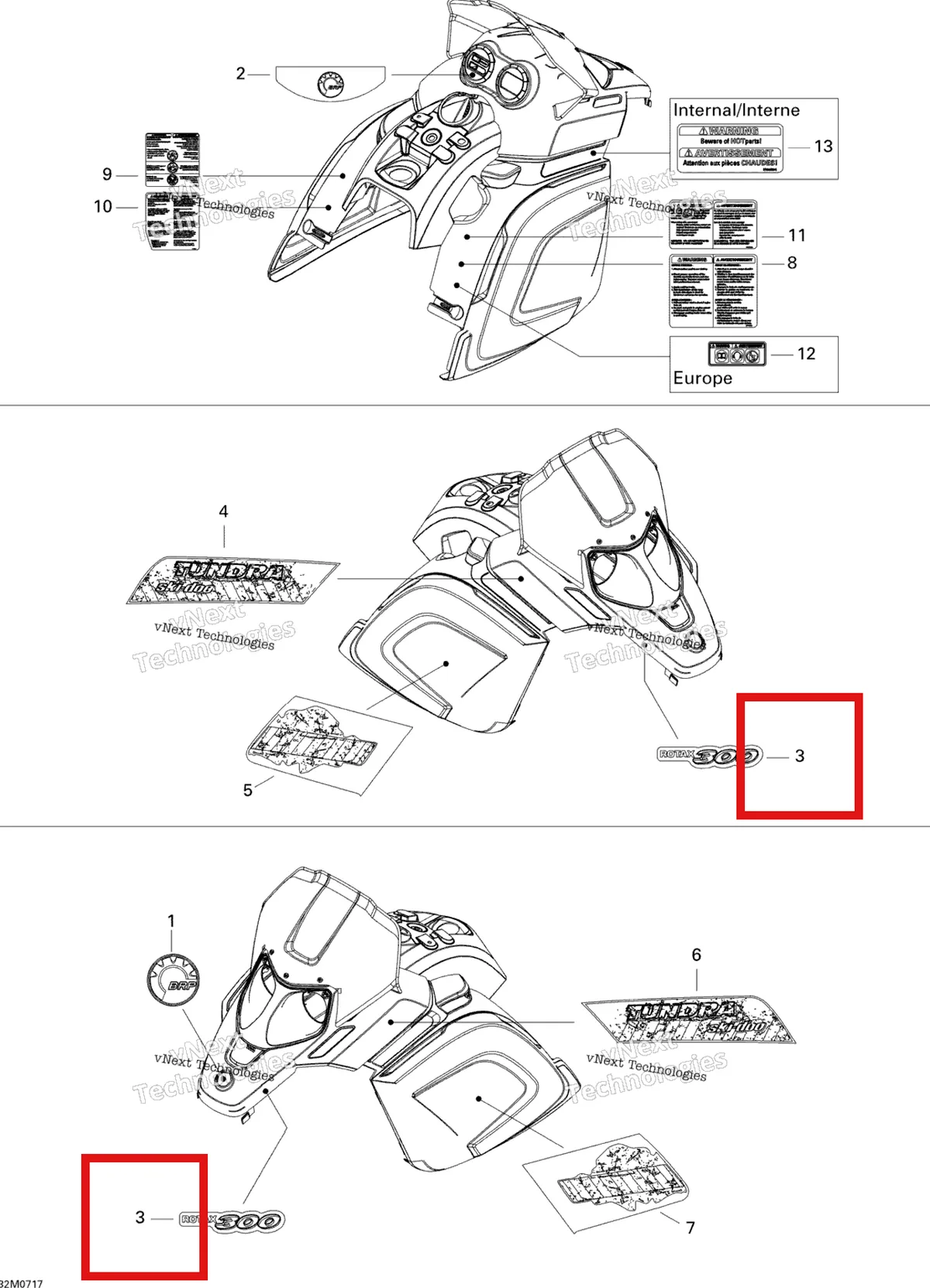 Деталь 516002939 на схеме узла 2007 Ski-Doo Skandic Tundra 300F Decals
