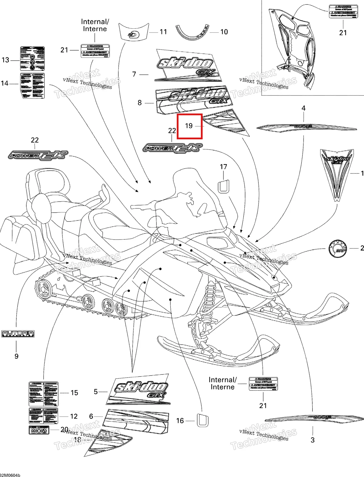 Деталь 516003017 на схеме узла 2006 Ski-Doo GTX 800 HO Decals Ltd