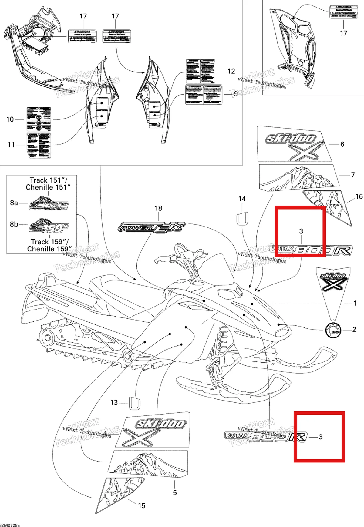 Деталь 516003043 на схеме узла 2007 Ski-Doo Summit X Decals X