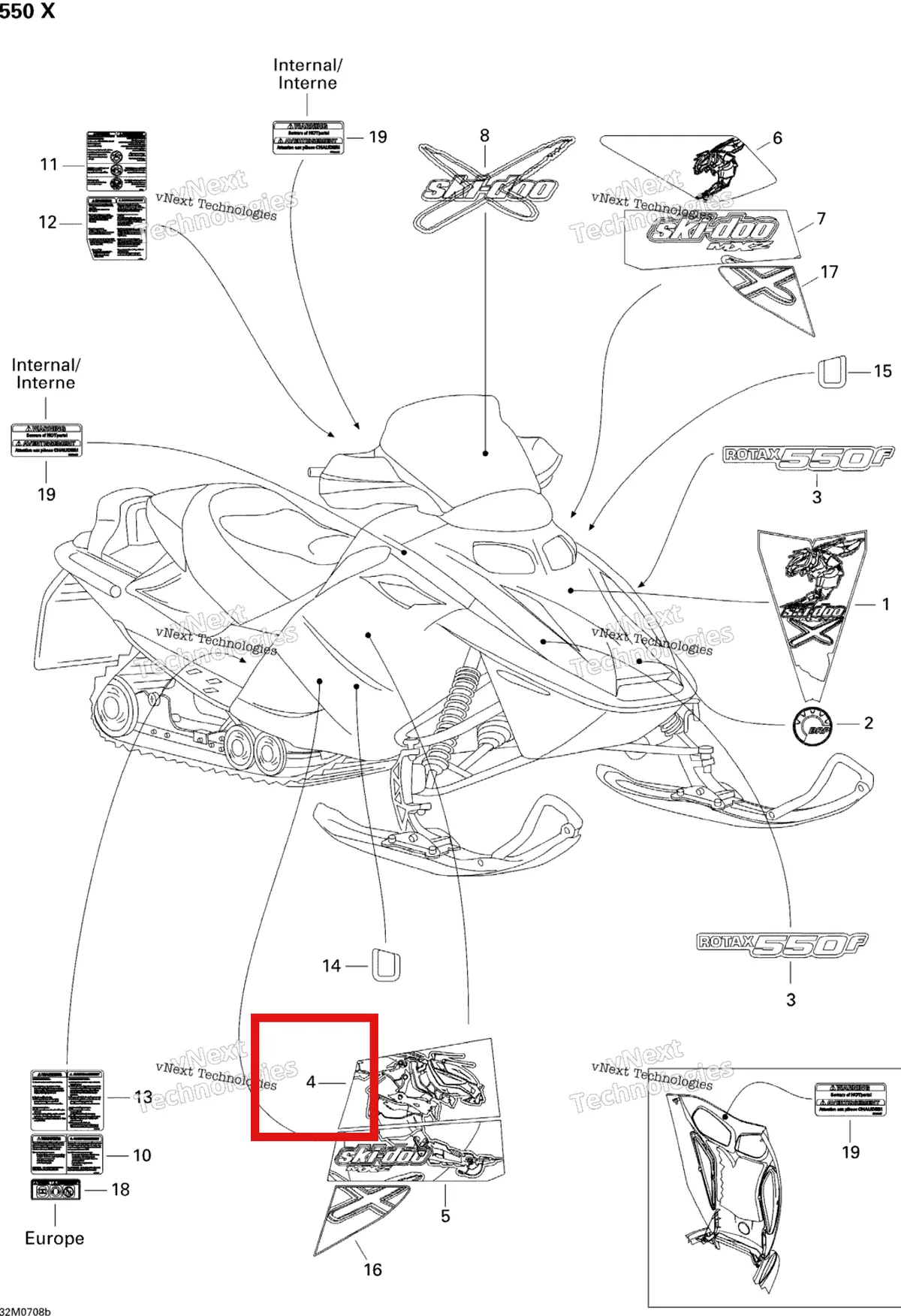 Деталь 516003076 на схеме узла 2007 Ski-Doo MX Z 550X Decals 550X