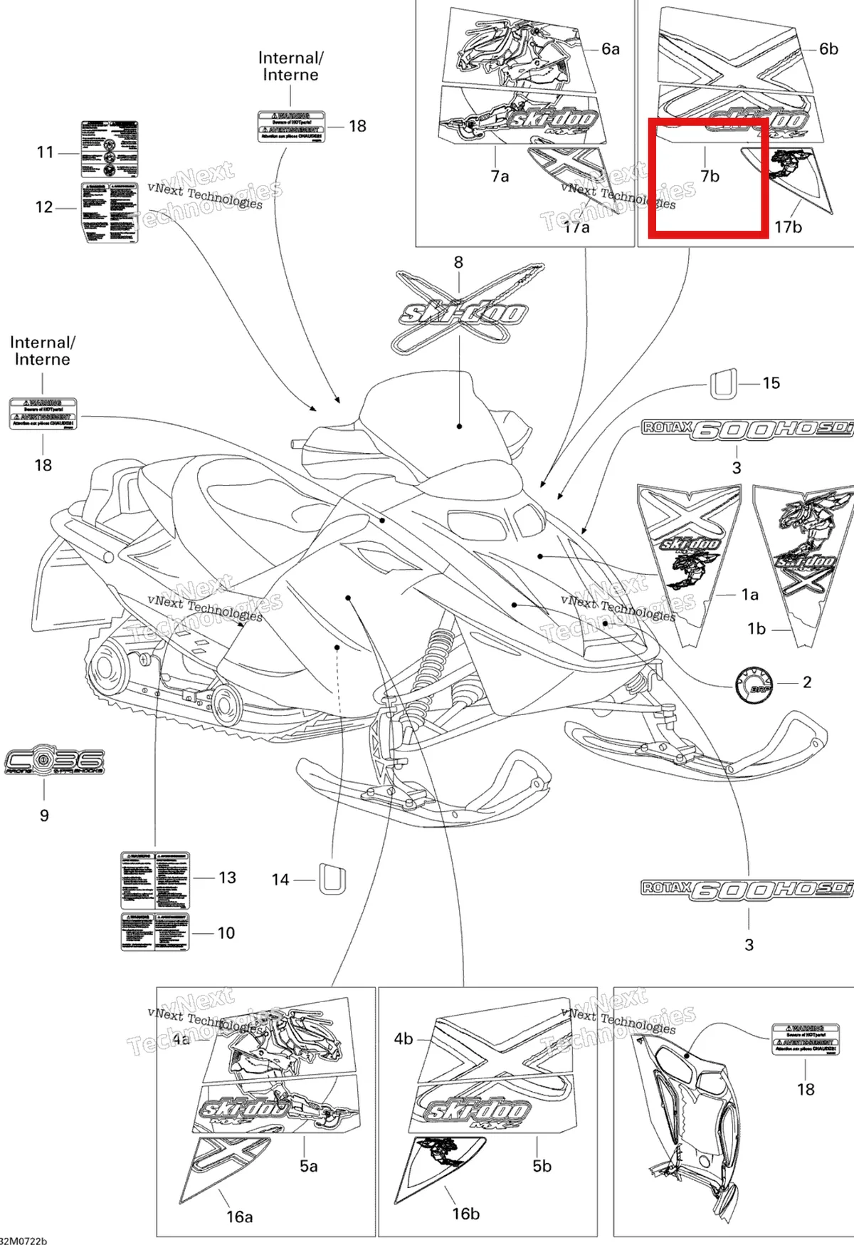 Деталь 516003079 на схеме узла 2007 Ski-Doo MX Z X 600 HO SDI Decals X