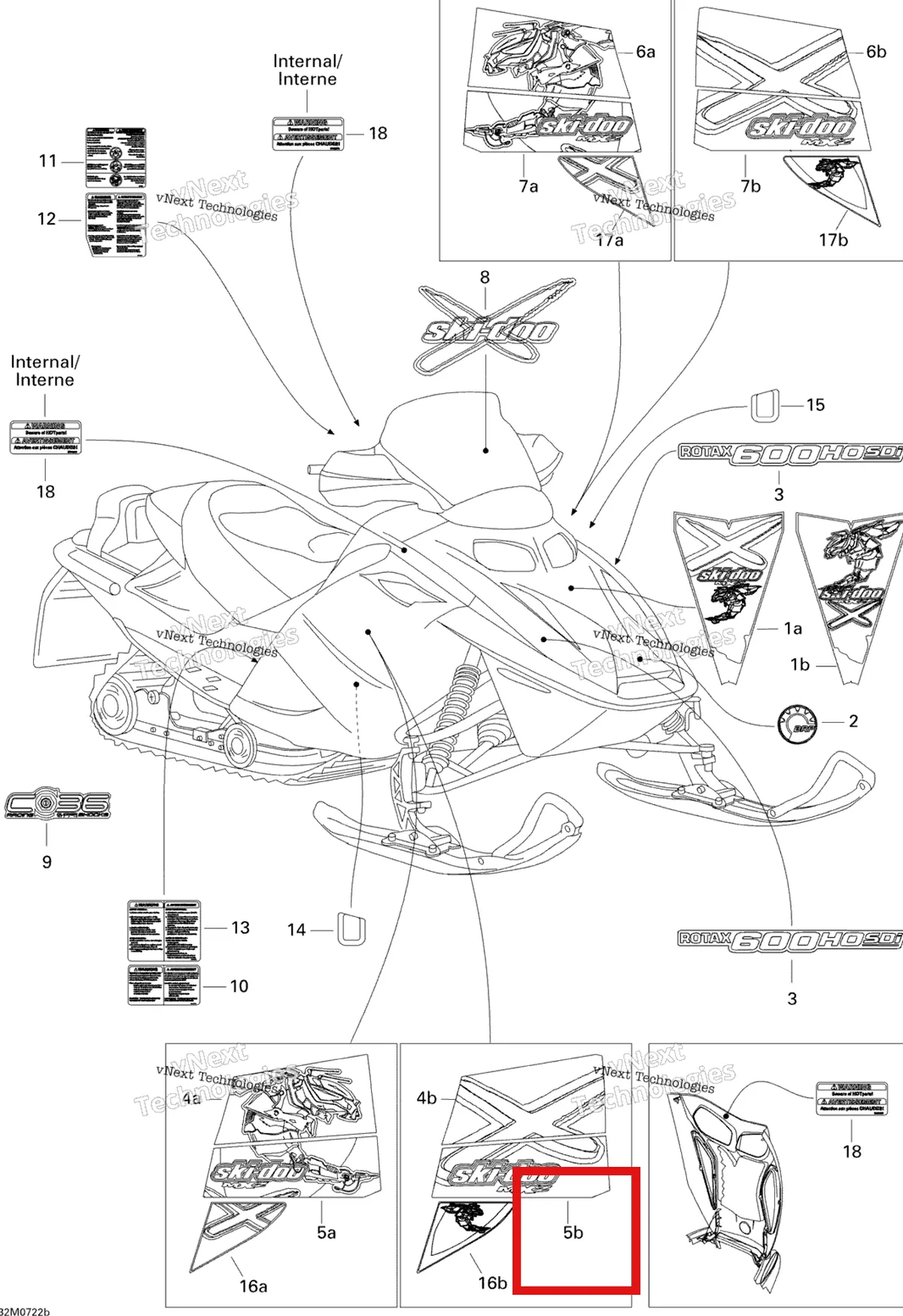 Деталь 516003080 на схеме узла 2007 Ski-Doo MX Z X 600 HO SDI Decals X