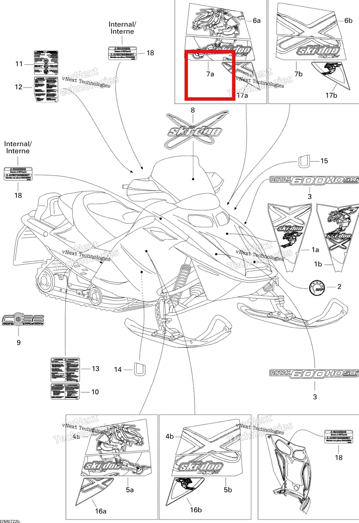 Деталь 516003083 на схеме узла 2007 Ski-Doo MX Z X 600 HO SDI Decals X