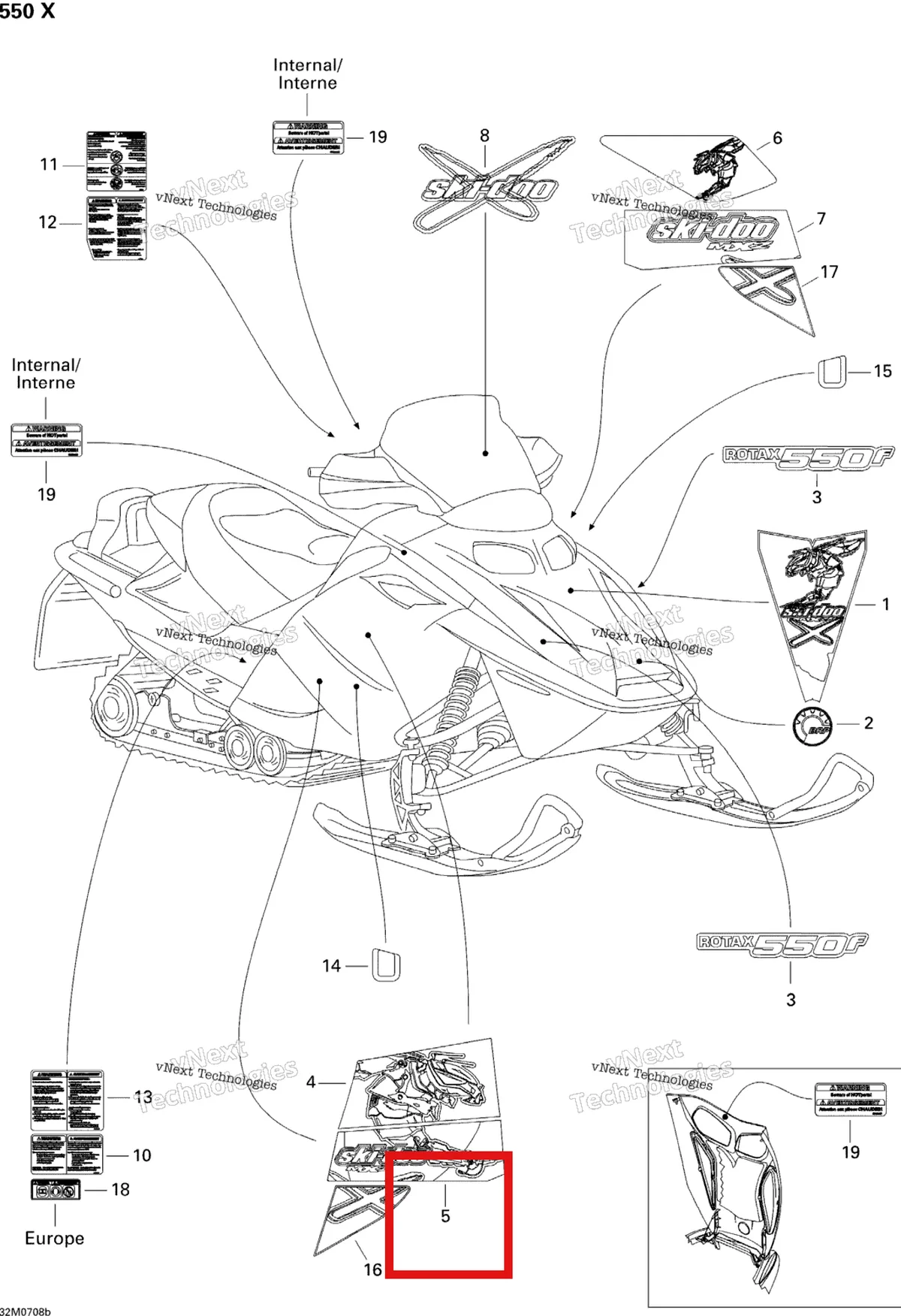 Деталь 516003084 на схеме узла 2007 Ski-Doo MX Z 550X Decals 550X