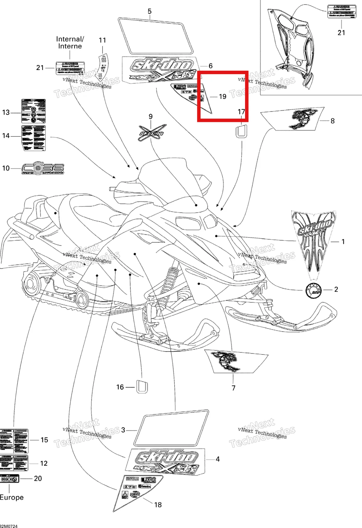 Деталь 516003093 на схеме узла 2007 Ski-Doo MX Z XRS 600 HO SDI Decals