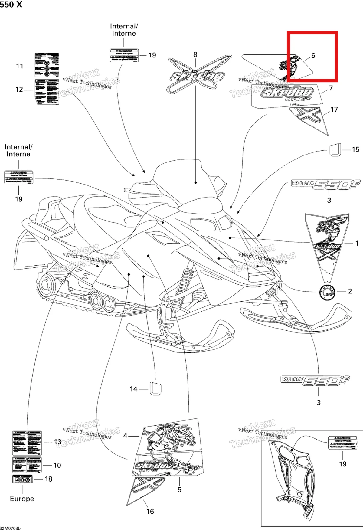 Деталь 516003097 на схеме узла 2007 Ski-Doo MX Z 550X Decals 550X