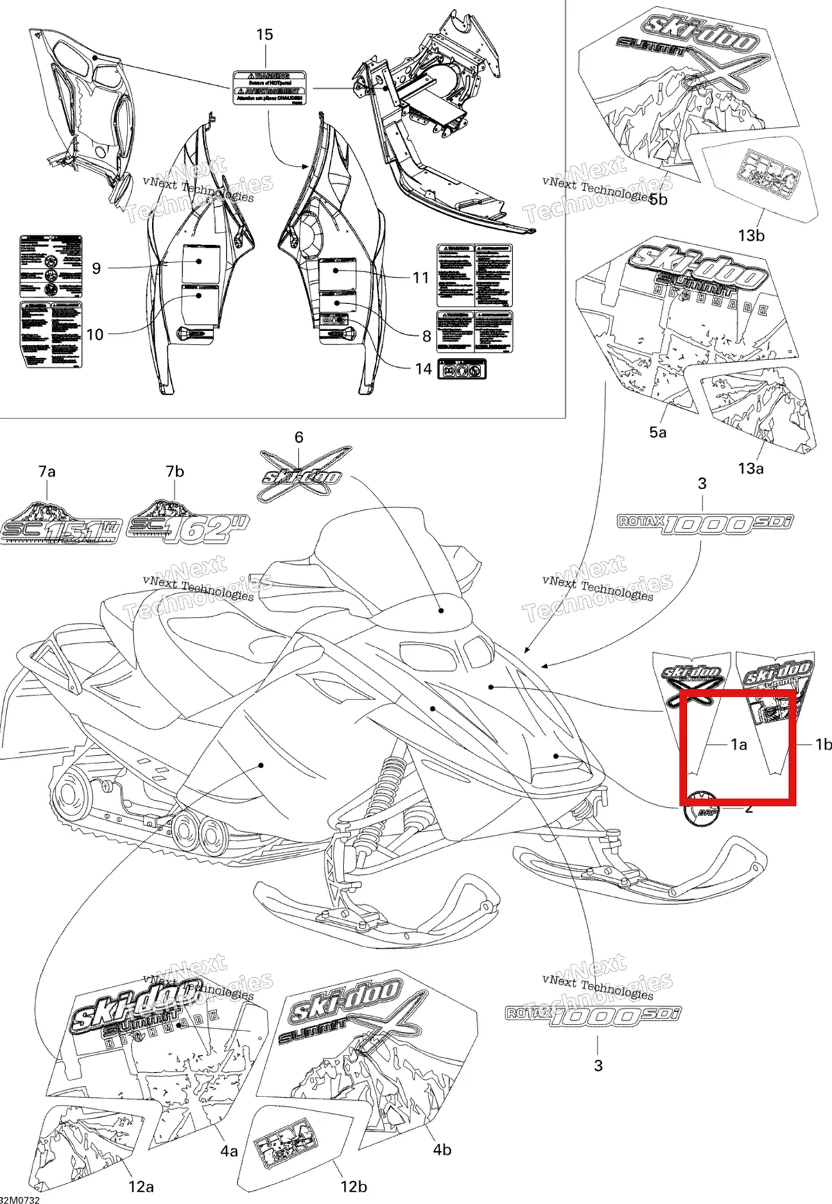 Деталь 516003111 на схеме узла 2007 Ski-Doo Summit Highmark & Highmark X 1000 SDI Decals