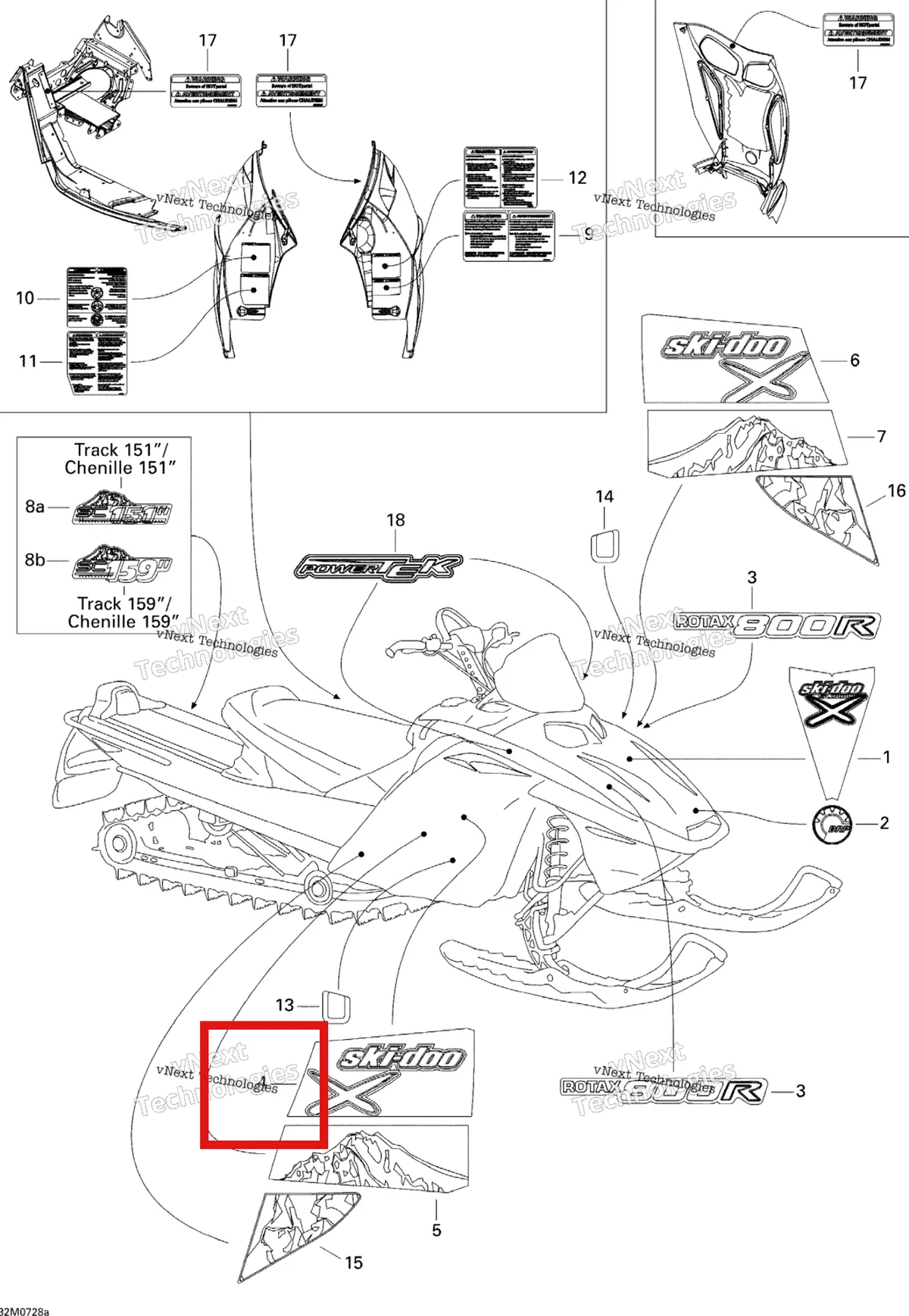 Деталь 516003113 на схеме узла 2007 Ski-Doo Summit X Decals X