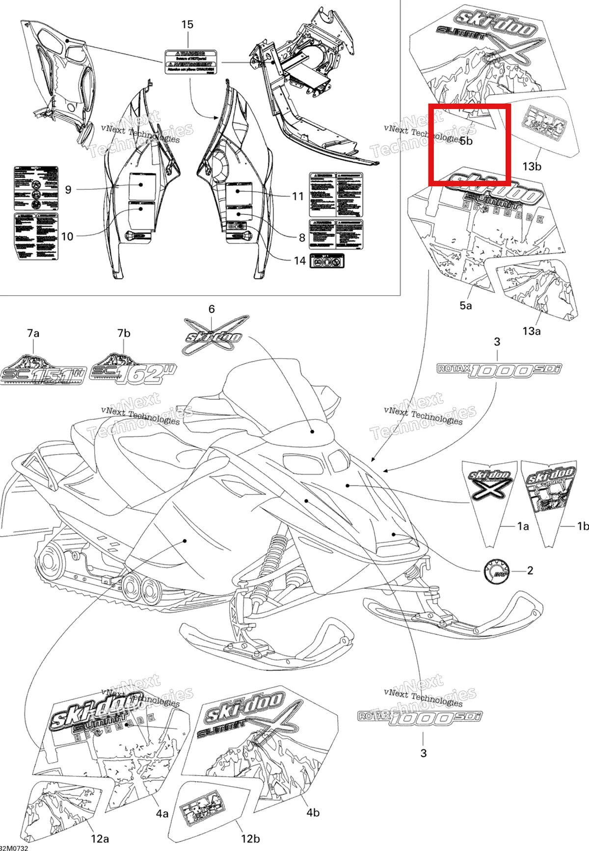 Деталь 516003180 на схеме узла 2007 Ski-Doo Summit Highmark & Highmark X 1000 SDI Decals