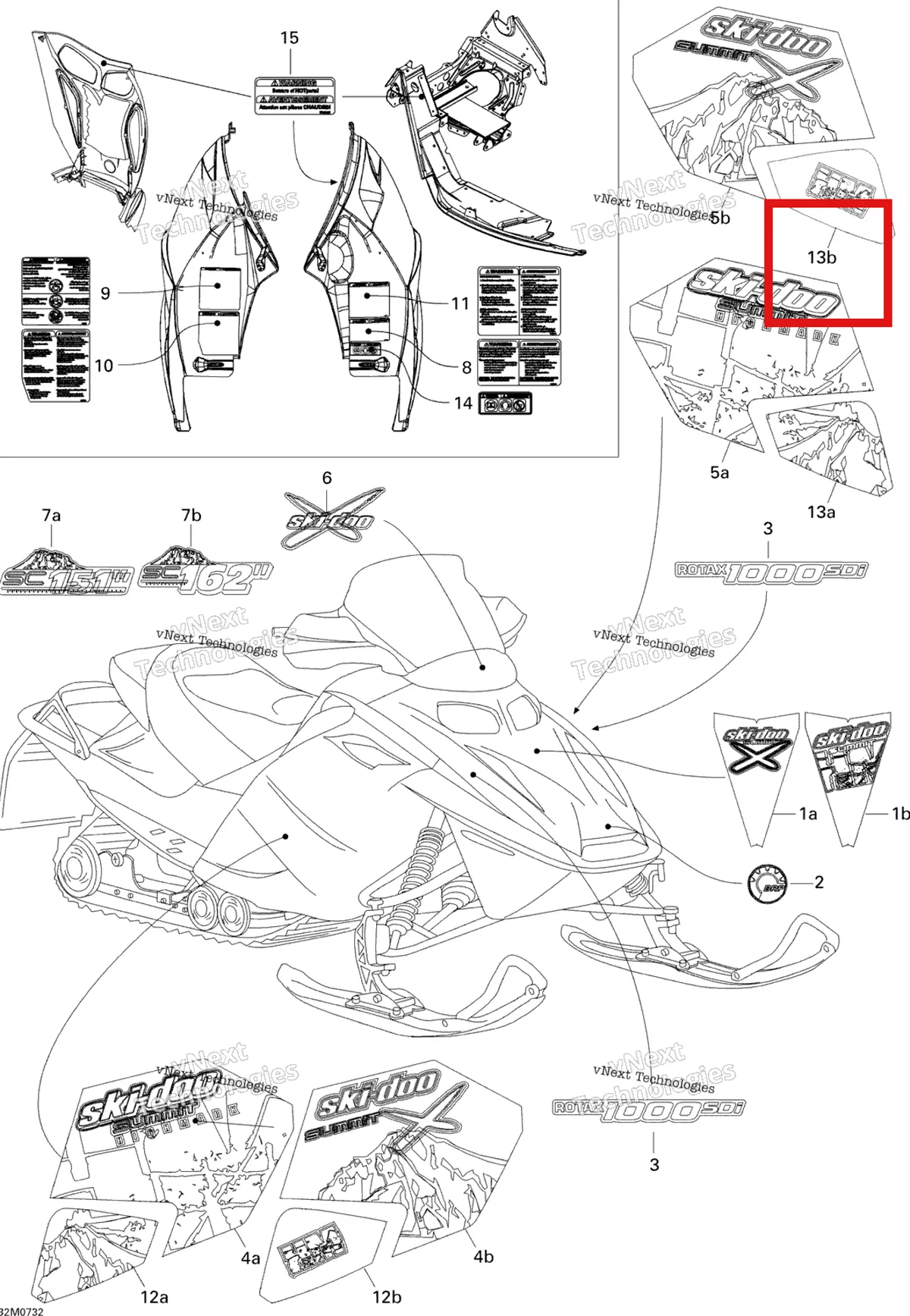 Деталь 516003182 на схеме узла 2007 Ski-Doo Summit Highmark & Highmark X 1000 SDI Decals