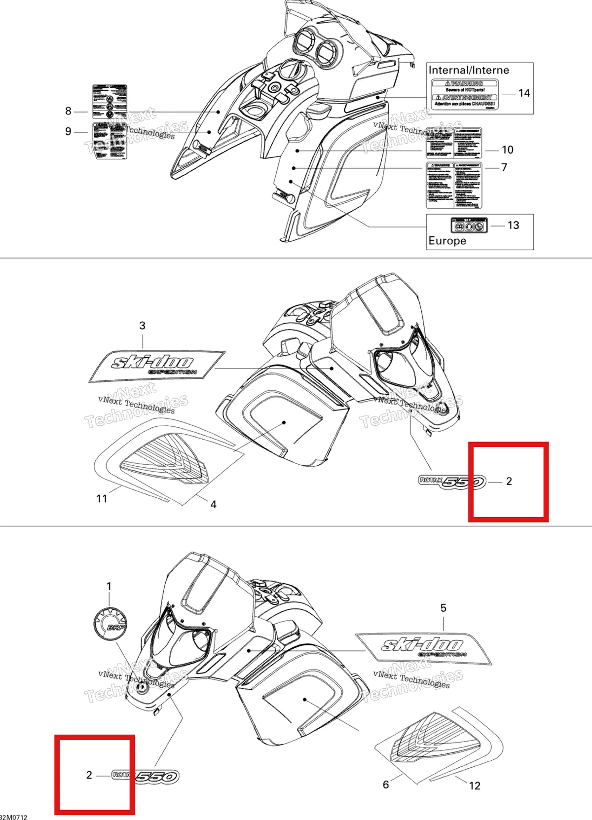 Деталь 516003184 на схеме узла 2007 Ski-Doo Expedition Sport 550F Decals